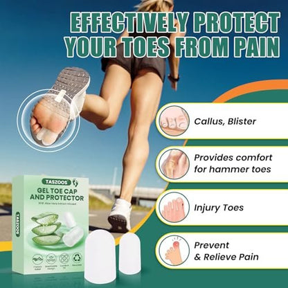 Gel Große Zehenkappen und Schutz – 16er Pack Silikon Zehenschützer mit Aloe Vera Extrakt – Weiche Zehenhülsen für eingewachsene Zehennägel, Hühneraugen, Blasen, Hornhaut und Fußschmerzen (Klarsicht)