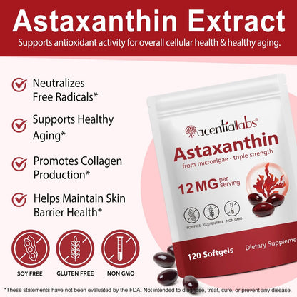 ITSDAWN Astaxanthin 12mg – 120 Kapseln Antioxidans für Augen, Haut und Immunsystem – 4 Monate Vorrat