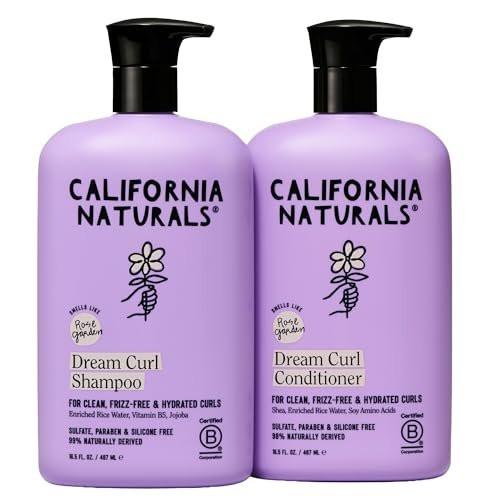 California Naturals Dream Curl Shampoo & Conditioner Set – Reiswasser & Sheabutter für weiche, federnde, frizzfreie Locken – Für Frauen & Männer – Vegan, paraben-, sulfat- & silikonfrei – Farbsicher – 2x 16,5 oz
