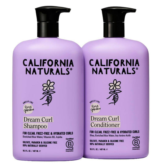 California Naturals Dream Curl Shampoo & Conditioner Set – Reiswasser & Sheabutter für weiche, federnde, frizzfreie Locken – Für Frauen & Männer – Vegan, paraben-, sulfat- & silikonfrei – Farbsicher – 2x 16,5 oz
