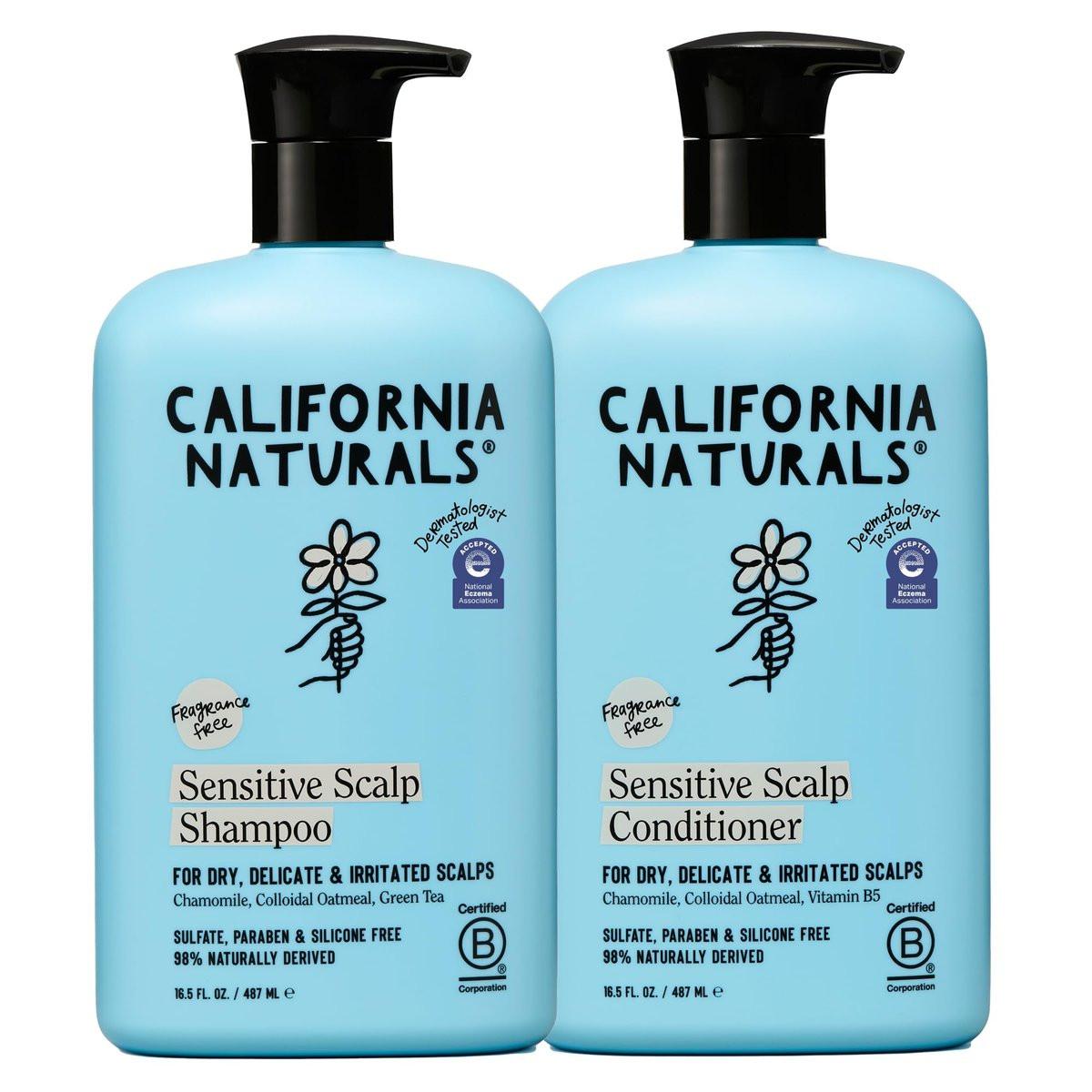 California Naturals Sanfte Shampoo & Conditioner Set für empfindliche Kopfhaut, beruhigend & sanft für alle Haartypen, Duftfrei, mit kolloidalem Hafer & Kamille, Paraben- & Sulfatfrei, NEA akzeptiert, 16,5 oz