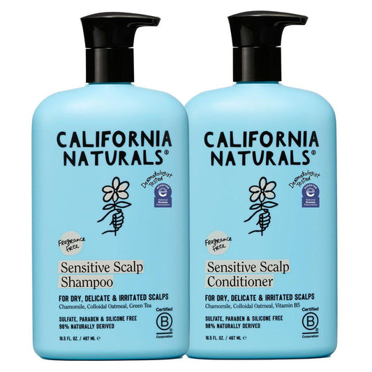 California Naturals Sanfte Shampoo & Conditioner Set für empfindliche Kopfhaut, beruhigend & sanft für alle Haartypen, Duftfrei, mit kolloidalem Hafer & Kamille, Paraben- & Sulfatfrei, NEA akzeptiert, 16,5 oz