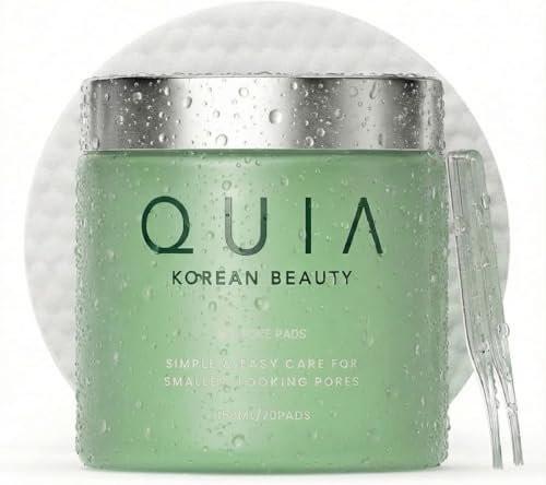 QUIA Toner Pads – AHA/BHA Dual-Action Peeling und Feuchtigkeitspflege in Einem – Beruhigende Formel für empfindliche Haut – Reduziert Mitesser und Unreinheiten – 70 sanfte Textilpads – Koreanische Hautpflege