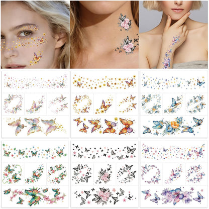 Fancy Land Glitzer-Schmetterling Sommersprossen Gesichtstattoos – 30 Stück temporäre Tattoos mit funkelnden Schmetterlingen für Frauen und Kinder, ideal für Frühlings-, Sommer-, Festival-, Rave-, Karneval-, Party- und Konzertaccessoires