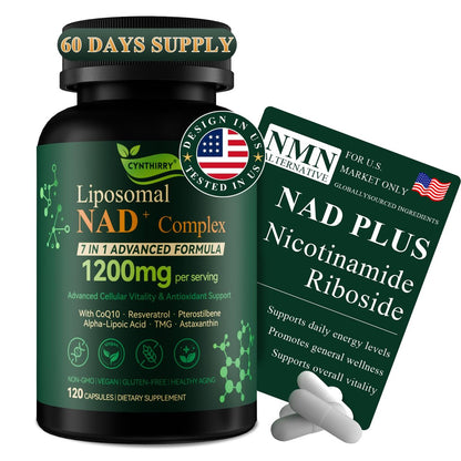 Cynthirry Liposomales NAD+ Supplement mit Resveratrol, CoQ10 | Fortschrittliche zelluläre Unterstützung, Nicotinamid-Ribosid NMN Ersatz, Premium Antioxidans & Energie