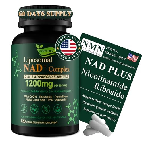 Cynthirry Liposomales NAD+ Supplement mit Resveratrol, CoQ10 | Fortschrittliche zelluläre Unterstützung, Nicotinamid-Ribosid NMN Ersatz, Premium Antioxidans & Energie
