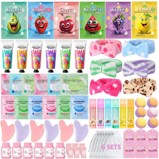 72-teiliges Spa-Party-Set für Mädchen – Gesichtsmaske, Lippenbalsam, Augenpflaster, Fußbad-Bombe, Stirnband – Schlafparty-Geschenke für Frauen