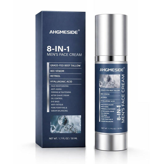 Ahgmeside 8-in-1 Gesichtscreme für Männer – Anti-Aging Tagesfeuchtigkeitscreme mit Hyaluronsäure & Sheabutter – Glättet Falten und reduziert Schwellungen – Leichte Männerformel, 50 ml