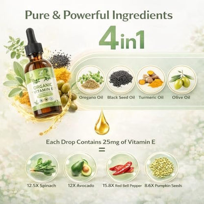 MornThrive Oreganoöl Bio Tropfen - 80% Carvacrol, extra stark & unverdünnt - mit Schwarzkümmelöl, Kurkuma & Vitamin E - Nahrungsergänzungsmittel für Immun- und Verdauungsunterstützung - vegan, 60 ml