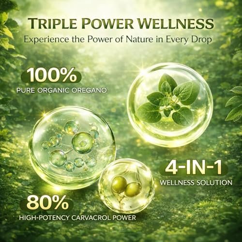MornThrive Oreganoöl Bio Tropfen - 80% Carvacrol, extra stark & unverdünnt - mit Schwarzkümmelöl, Kurkuma & Vitamin E - Nahrungsergänzungsmittel für Immun- und Verdauungsunterstützung - vegan, 60 ml
