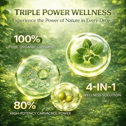 MornThrive Oreganoöl Bio Tropfen - 80% Carvacrol, extra stark & unverdünnt - mit Schwarzkümmelöl, Kurkuma & Vitamin E - Nahrungsergänzungsmittel für Immun- und Verdauungsunterstützung - vegan, 60 ml