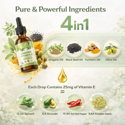MornThrive Oreganoöl Bio Tropfen - 80% Carvacrol, extra stark & unverdünnt - mit Schwarzkümmelöl, Kurkuma & Vitamin E - Nahrungsergänzungsmittel für Immun- und Verdauungsunterstützung - vegan, 60 ml