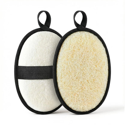 RIYNIBIY Natürlicher Loofah für Männer, 2 Stück Schwarz & Weiß Set Ägyptischer Luffa Körperpeeling-Schwamm für Dusche & Bad, Schnelltrocknender Peeling-Schwamm für Männerhygiene & Körperpflege - Reiseutensilien & Fitness-Tool