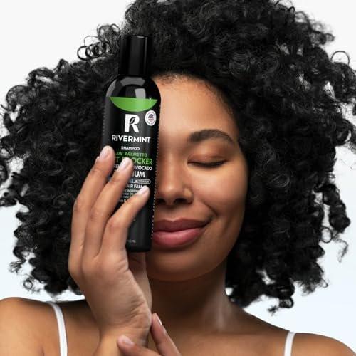 Rivermint Haarstärkendes Minoxidil Shampoo mit Rizinusöl, Biotin, Avocadoöl, Koffein, Sägepalme, Zwiebel und Redensyl – für Männer und Frauen, sulfatfrei, parabenfrei, 237 ml