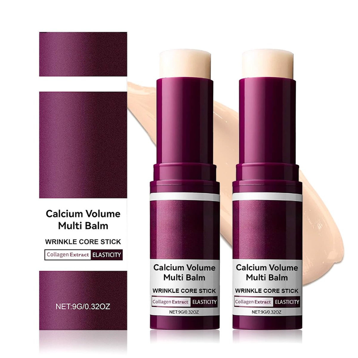 Lampolar 2er-Pack Calcium Multi Balm Stick – All-in-One Kollagen-Feuchtigkeitsstick für Gesicht, Augen, Lippen & Hals – Leichte Hydratation, Reisefreundlich