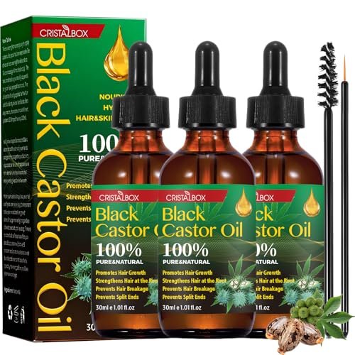 3er Pack Jamaican Black Castor Oil – Bio Rizinusöl für Haarwachstum, 100% natürliches kaltgepresstes Öl für Wimpern, Gesicht, Haut und Augenbrauen