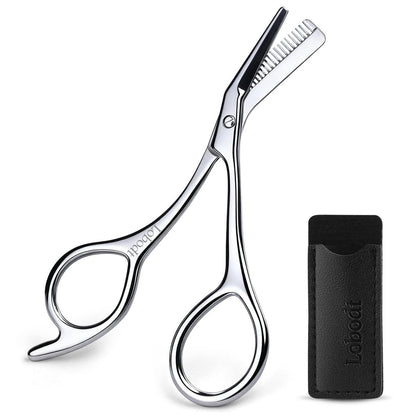 Augenbrauenschere mit Kamm – Präzise Augenbrauentrimmer aus Edelstahl, 4,65 Zoll, für Damen und Herren, inklusive PU-Etui