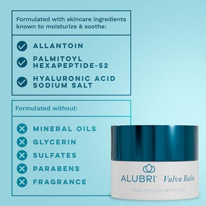Alubri Vulva Balsam – Feuchtigkeitsspendende Pflege für die Intimhaut, schnell einziehend und nicht fettend, 48 ml