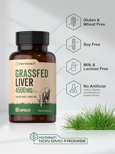 Horbäach Rinderleberpulver Kapseln | 4500 mg | 60 Kapseln | Weidehaltung, getreidefrei, nicht-GVO, desiccated