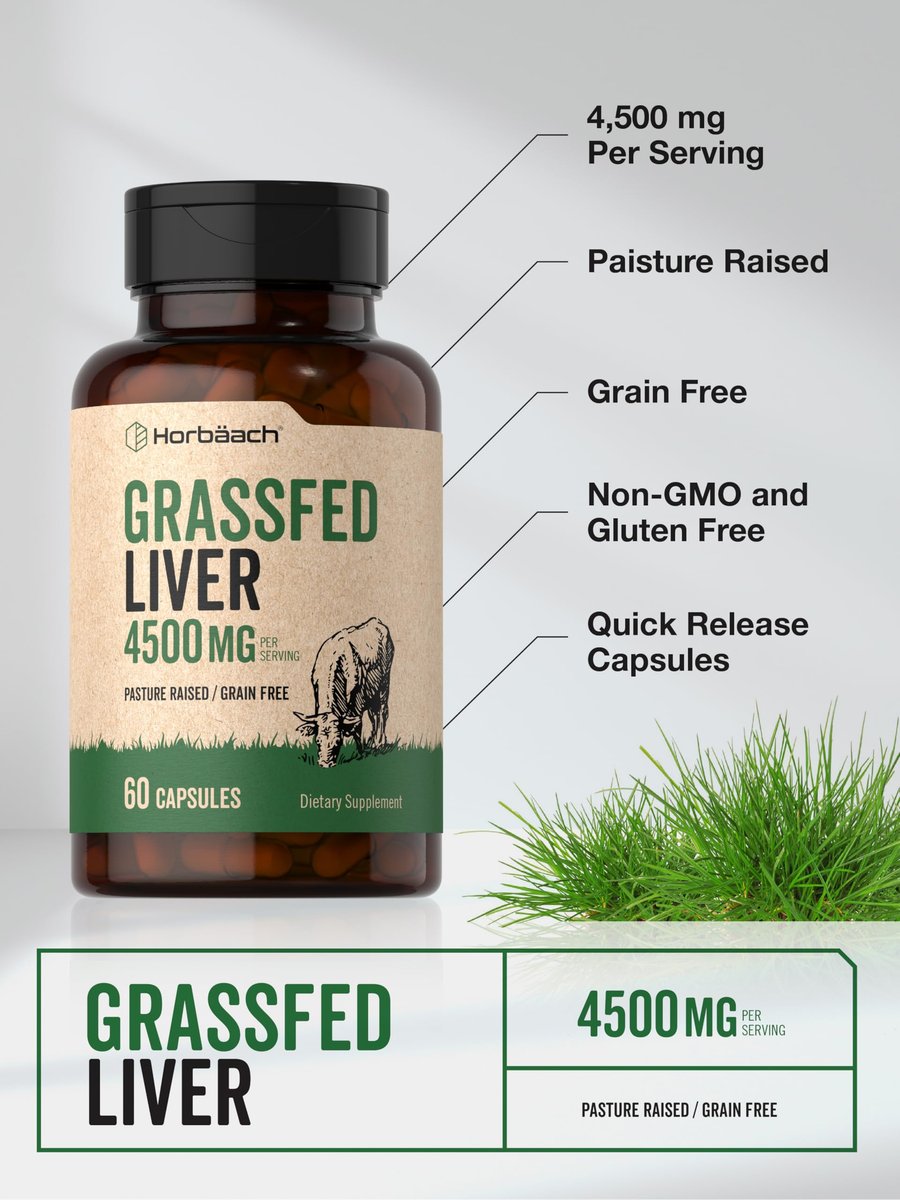 Horbäach Rinderleberpulver Kapseln | 4500 mg | 60 Kapseln | Weidehaltung, getreidefrei, nicht-GVO, desiccated