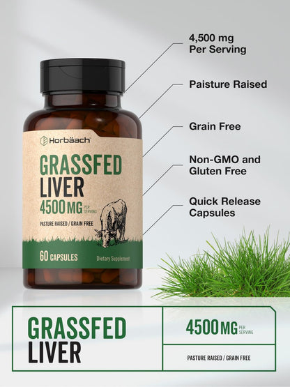 Horbäach Rinderleberpulver Kapseln | 4500 mg | 60 Kapseln | Weidehaltung, getreidefrei, nicht-GVO, desiccated