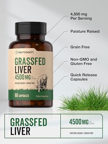 Horbäach Rinderleberpulver Kapseln | 4500 mg | 60 Kapseln | Weidehaltung, getreidefrei, nicht-GVO, desiccated