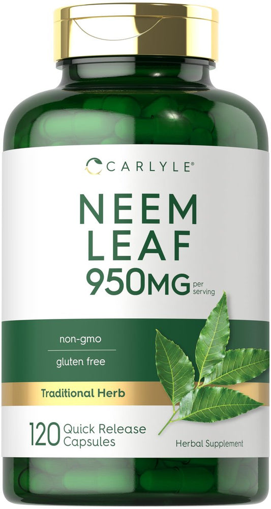 Carlyle Neemblatt | 950 mg | 120 Kapseln | Nicht-GVO & glutenfrei | Traditionelles Kräuterergänzungsmittel | Azadirachta Indica
