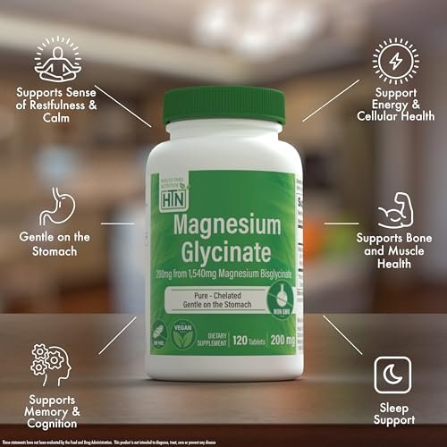 Magnesiumglycinat – Unterstützt Muskeln, Nerven, Entspannung & Schlaf | 200 mg elementares Magnesium, vollständig cheliert, magenschonend | Non-GMO 240 Tabletten | von Health Thru Nutrition