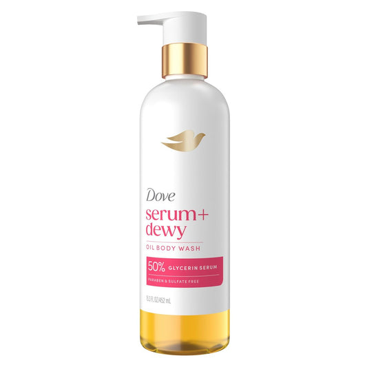 Dove Serum+ Duschöl Körperwaschgel mit Kokos- und Geranienöl, feuchtigkeitsspendender Reiniger für weiche Haut, 450 ml