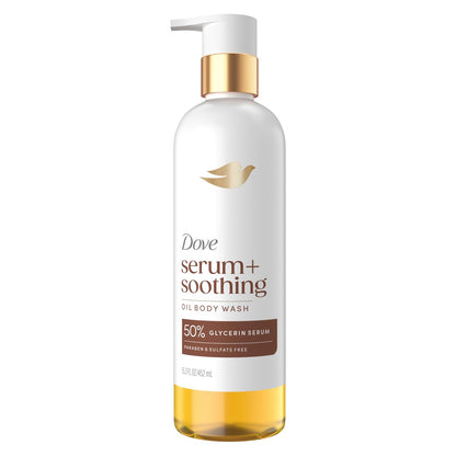 Dove Serum+ Duschöl Körperreiniger mit Glycerin Serum, Mandelöl & Sandelholz, beruhigender feuchtigkeitsspendender Reiniger, 450 ml