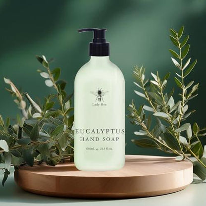 Home & Body Company Lady Bee Handseife Set, 4er-Pack mit Eukalyptus, Lavendel, Teebaum Minze, Honig Mandel Düften, 21,5 fl oz pro Flasche mit Pumpspender