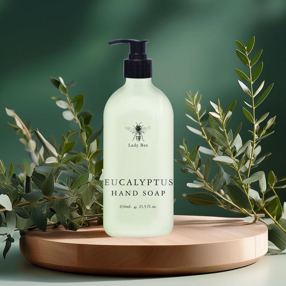 Home & Body Company Lady Bee Handseife Set, 4er-Pack mit Eukalyptus, Lavendel, Teebaum Minze, Honig Mandel Düften, 21,5 fl oz pro Flasche mit Pumpspender