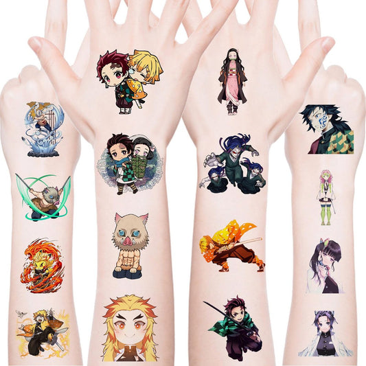 40 Blätter Dämonen Manga Slayer Temporäre Tattoos – Geburtstags-Mottoparty-Deko & Aufkleber für Teenager-Aktivitäten