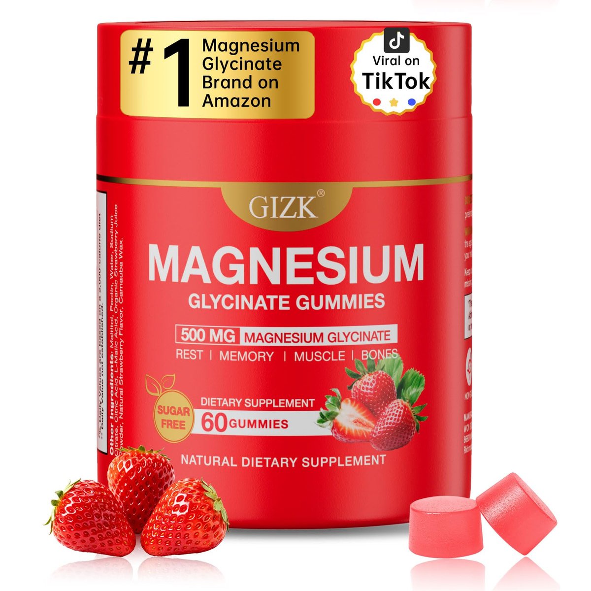 SAYIDON Magnesium Glycinat Gummies 500mg – Zuckerfreie Magnesium Gummis mit L-Theanin – Für Schlaf, Ruhe & Stressabbau bei Erwachsenen & Kindern ab 4 Jahren – Vegan, ohne Melatonin – Erdbeergeschmack, 60 Stück
