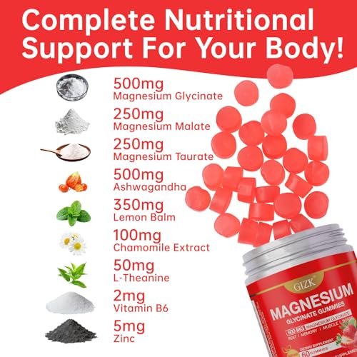 SAYIDON Magnesium Glycinat Gummies 500mg – Zuckerfreie Magnesium Gummis mit L-Theanin – Für Schlaf, Ruhe & Stressabbau bei Erwachsenen & Kindern ab 4 Jahren – Vegan, ohne Melatonin – Erdbeergeschmack, 60 Stück