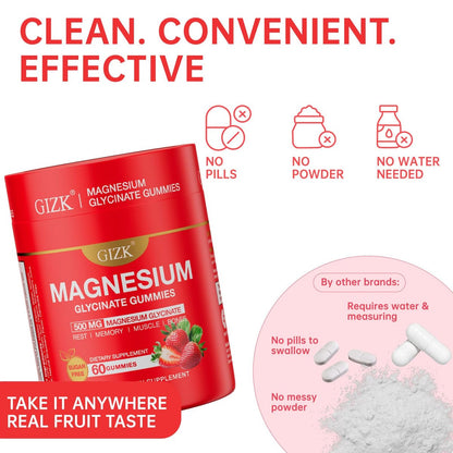 SAYIDON Magnesium Glycinat Gummies 500mg – Zuckerfreie Magnesium Gummis mit L-Theanin – Für Schlaf, Ruhe & Stressabbau bei Erwachsenen & Kindern ab 4 Jahren – Vegan, ohne Melatonin – Erdbeergeschmack, 60 Stück