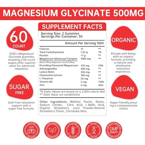SAYIDON Magnesium Glycinat Gummies 500mg – Zuckerfreie Magnesium Gummis mit L-Theanin – Für Schlaf, Ruhe & Stressabbau bei Erwachsenen & Kindern ab 4 Jahren – Vegan, ohne Melatonin – Erdbeergeschmack, 60 Stück