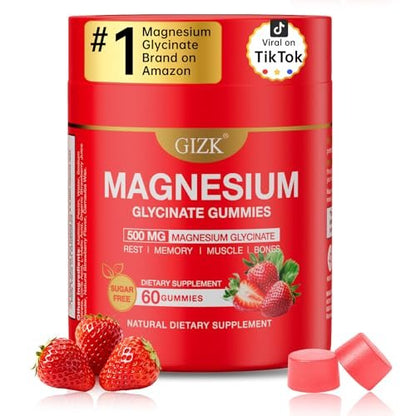 SAYIDON Magnesium Glycinat Gummies 500mg – Zuckerfreie Magnesium Gummis mit L-Theanin – Für Schlaf, Ruhe & Stressabbau bei Erwachsenen & Kindern ab 4 Jahren – Vegan, ohne Melatonin – Erdbeergeschmack, 60 Stück