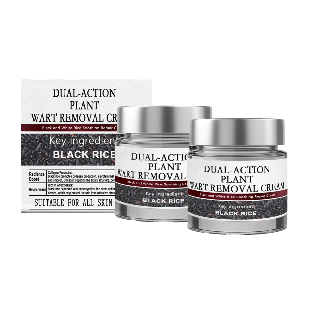 KeraErase Dual-Action Renewal Cream – Schwarzer & Weißer Reis Beruhigende Reparaturcreme, Natürliches Körperserum für alle Hauttypen (2er-Pack)