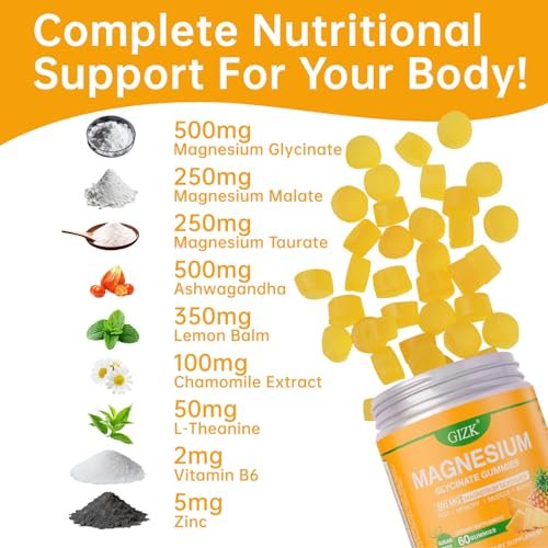 SAYIDON Magnesium Glycinate Gummies 500mg – Zuckerfreie Magnesium Gummibärchen für Schlaf, Stress, Muskeln & Nerven – für Erwachsene & Kinder ab 4 Jahren, vegan, ohne Melatonin (Ananasgeschmack, 60 Stück)