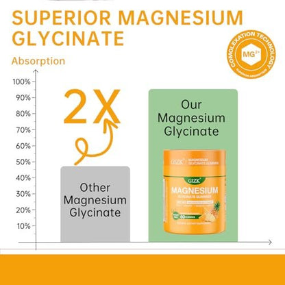 SAYIDON Magnesium Glycinate Gummies 500mg – Zuckerfreie Magnesium Gummibärchen für Schlaf, Stress, Muskeln & Nerven – für Erwachsene & Kinder ab 4 Jahren, vegan, ohne Melatonin (Ananasgeschmack, 60 Stück)