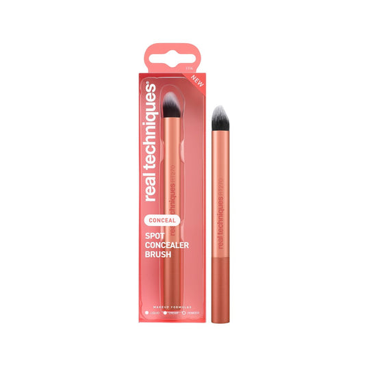 Real Techniques Spot Concealer Pinsel – Präzisions-Make-up-Pinsel für gezielte Abdeckung von Unreinheiten, Rötungen & Detailbereichen, für flüssige & cremige Concealer, ultraweiche Borsten, tierversuchsfrei, 1 Stück