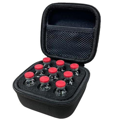 Cruxer Insulin Vial Halter für den Kühlschrank, Peptid-Fläschchenschutzhülle, passend für Standard 10 ml U-100 Medikamentenfläschchen, Insulin & GLP-1 Organizer, 9 Fächer, Schwarz (ohne Kühlakku)