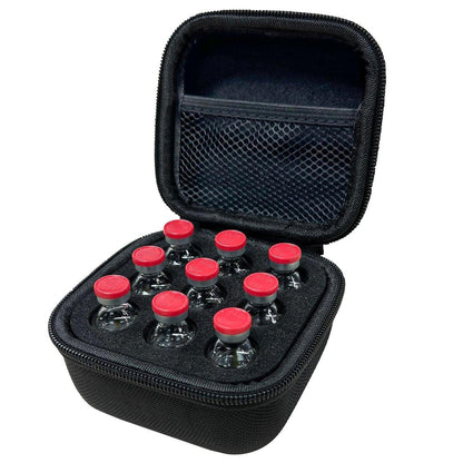 Cruxer Insulin Vial Halter für den Kühlschrank, Peptid-Fläschchenschutzhülle, passend für Standard 10 ml U-100 Medikamentenfläschchen, Insulin & GLP-1 Organizer, 9 Fächer, Schwarz (ohne Kühlakku)
