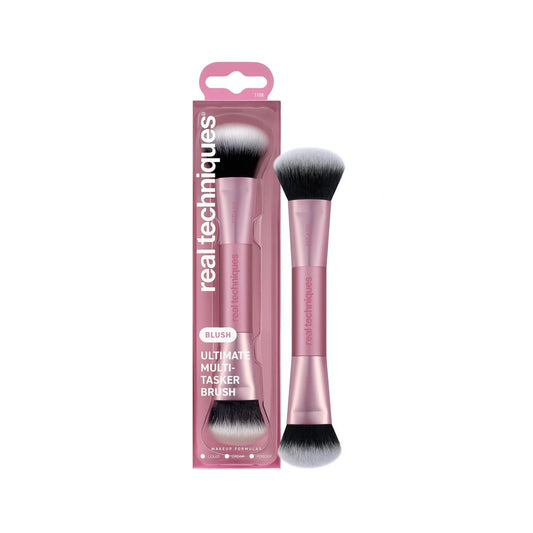 Real Techniques Ultimate Multi Tasker Pinsel – Doppelend-Makeup-Pinsel für Foundation, Rouge, Bronzer und Puder, Präzises Konturieren und Verblenden, ultraweiche Borsten, tierversuchsfrei, 1 Stück