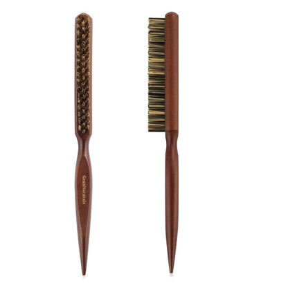 GranNaturals Hartborsten-Teasing-Haarbürste für Frauen – Stiff Slick Back Kamm mit Rattenschwanz zum Abteilen der Haare für Edge Control, Backcombing, Glätten und Stylen von feinem Haar für mehr Volumen