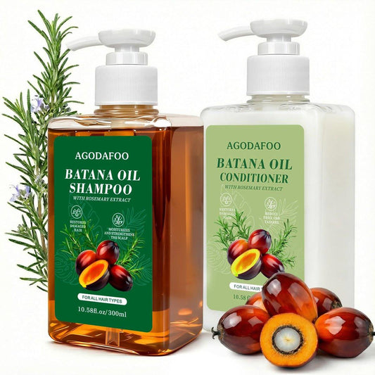 Batana Oil Shampoo und Conditioner Set – Haarpflege für Haarausfall, Vitalität und Wachstum, repariert Schäden, für Männer & Frauen, 300ml+300ml (10,58 fl.oz)