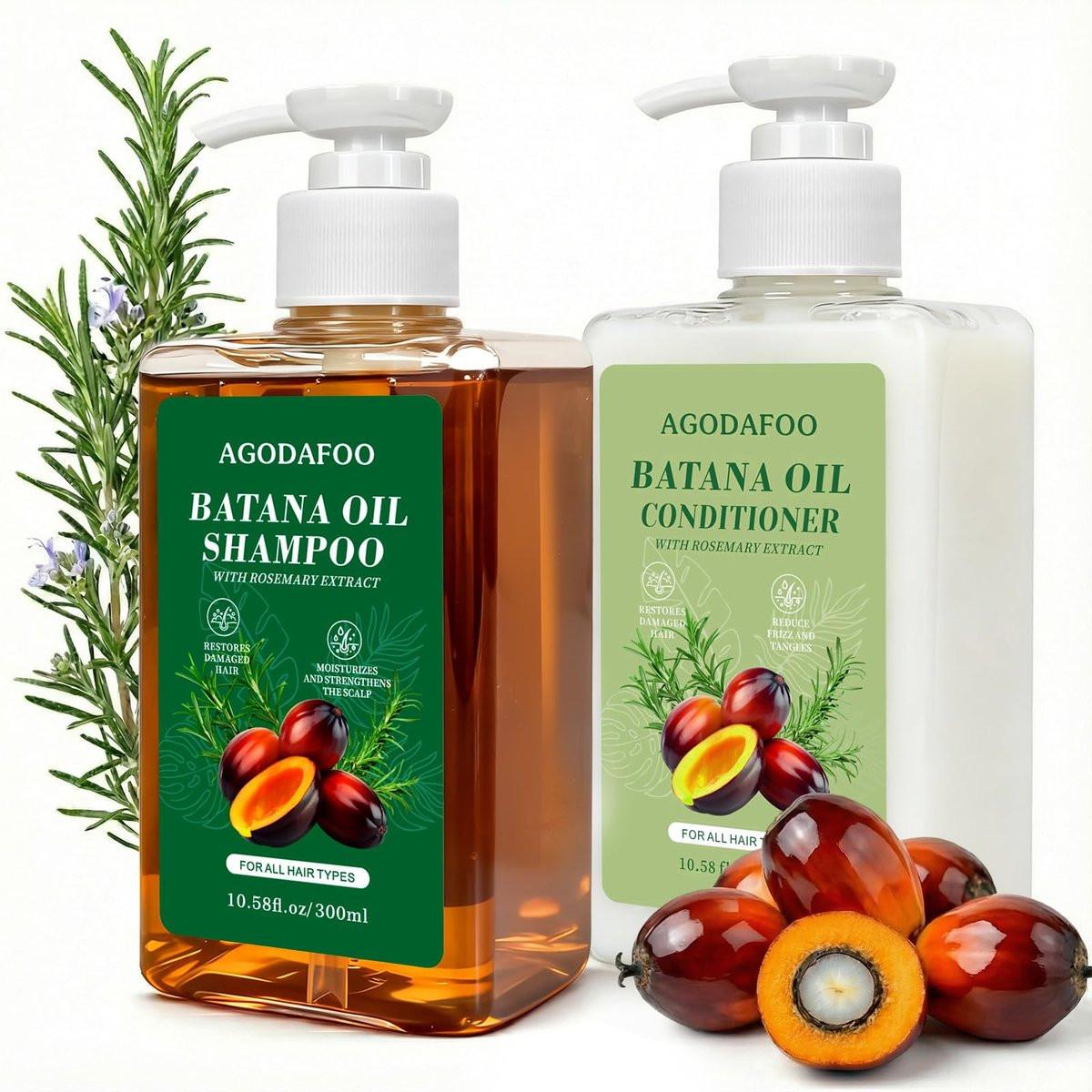 Batana Oil Shampoo und Conditioner Set – Haarpflege für Haarausfall, Vitalität und Wachstum, repariert Schäden, für Männer & Frauen, 300ml+300ml (10,58 fl.oz)