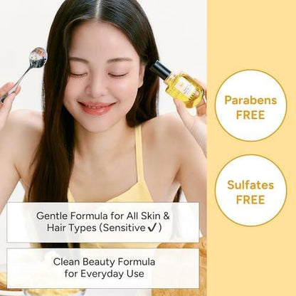 BANANAL Angereichertes Koreanisches Bonding Haaröl & Serum für Glanz & Schimmer, Haarpflege mit Reiswasserprotein, Seide & Bienenwachs, Leichte Frizz-Pflege, Mellow Honey, 70ml / 2,36 fl oz