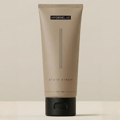 HygieneLab Rasiercreme, Yuka Bewertung 100/100 – Duftfrei, Ungiftige Formel mit Aloe Vera & Sheabutter, Feuchtigkeitsspendend für empfindliche Haut, Reduziert Rasurbrand (200 ml)
